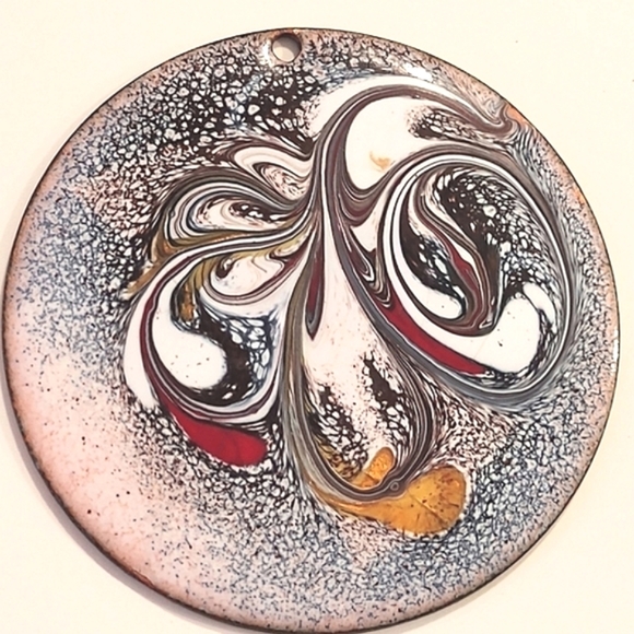 Abstract Enamel on Copper Pendant | 1970s | Canadian Artist - Picture 3 of 5